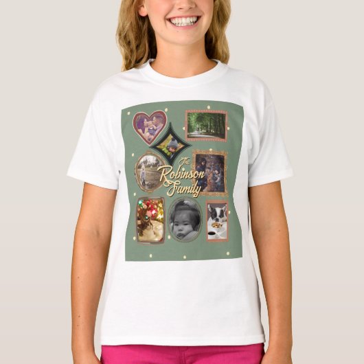 T-shirt Retro Family 8 Photo Collage CUSTOM (Devant)