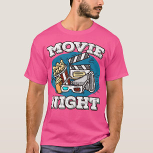 T-shirt Rétro Family Movie Night PartyMovie Birthday Cinem