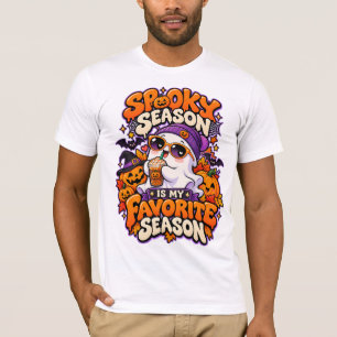T-shirt Retro Fantôme Mignon de la Saison Effrayante Café