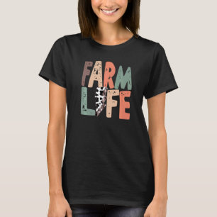 T-shirt Retro Farm Life Leopard Fermier Fermière Ferme de
