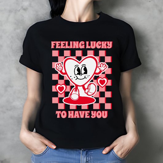 T-shirt Retro Feeling Lucky Black Women's Valentin
