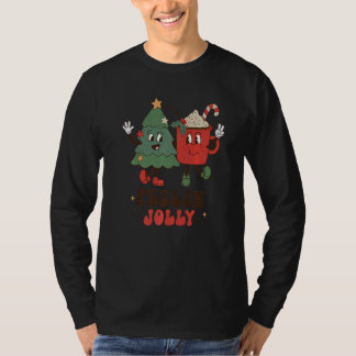 T-shirt Retro Feellin' Jolly Christmas Tree Hot Cocoa Chri