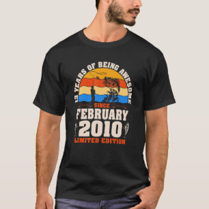T-shirt Rétro Février 2010 13 Ans Pêche 13ème Birt