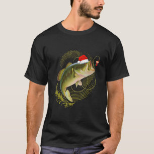 T-shirt Retro Fish Santa Hat Fishing Christmas Pajama 1