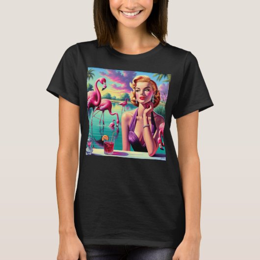 T-shirt Retro Flamingo Pin-Up (Devant)