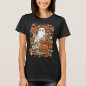 T-shirt Retro Floral Ghost mignon Citrouille Automne Hallo (Devant)