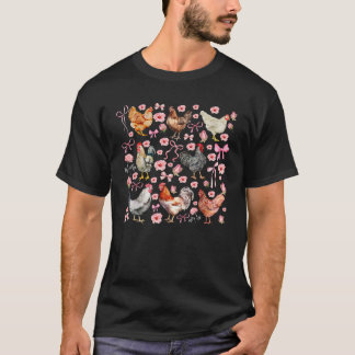 T-shirt Retro Floral Poulet Coquette Vaches ferme animal l