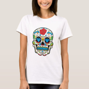 T-shirt Retro Floral Sugar Crâne Rouge Rose