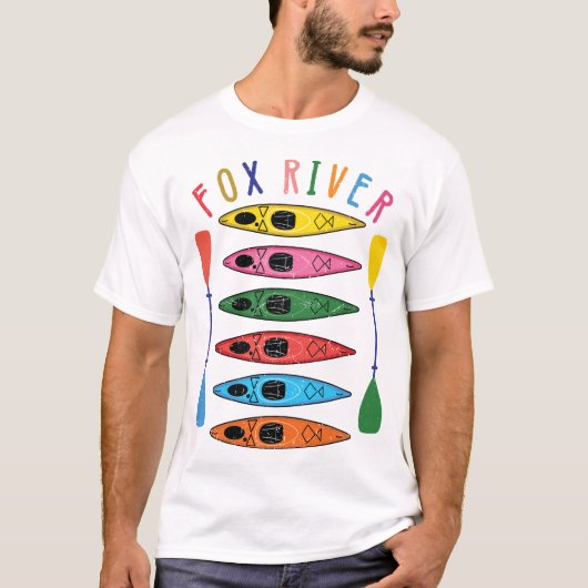 T-shirt Retro Fox River Kayak (Devant)