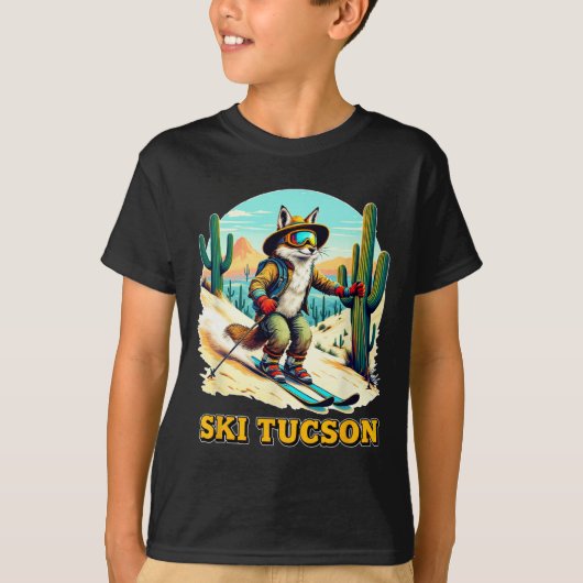 T-shirt Retro Fox Ski En Tucson Desert Adventure Ski Ar (Devant)