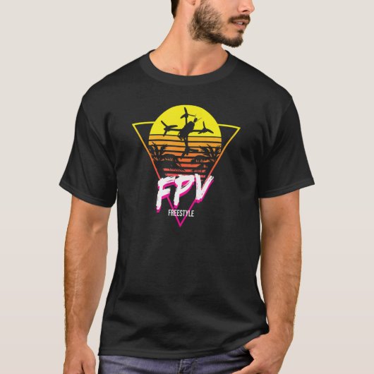 T-shirt Rétro Freestyle Fpv Racing Drone Pilote Acro Quadc (Devant)