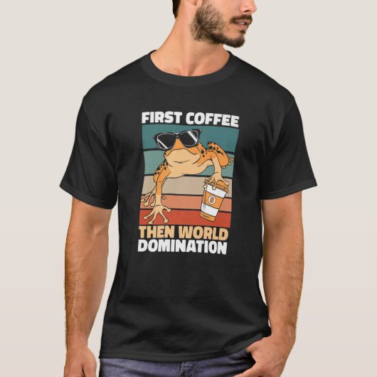 T-shirt Retro Frogkeeping Coffee Sunglasses  Vintage Poiso (Devant)