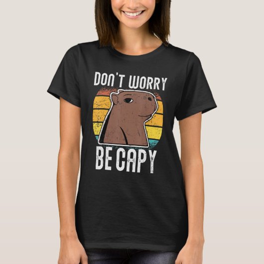 T-shirt Retro Funny Capybara Ne Pas S'Inquiéter Être Capy (Devant)