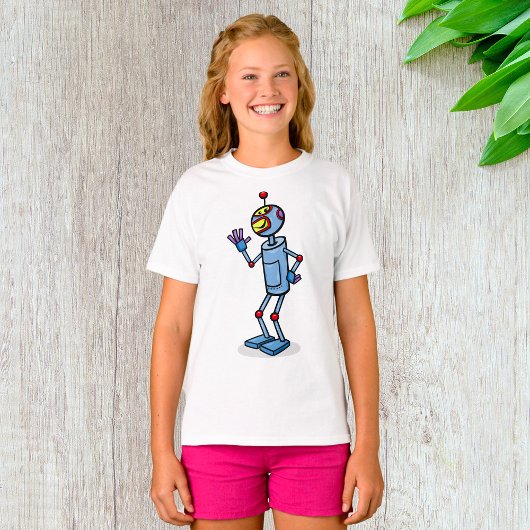 T-shirt Retro Futuristic Robot Character Waving