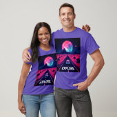 T-shirt  Retro-Futuristic Synthwave "EXPLORE" Desert Night (Unisexe)