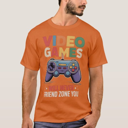 T-shirt Retro Game Controller with Video Gameet friend fri (Devant)