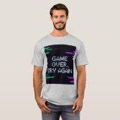 T-Shirt Retro Game Over - Blue Glitchy Gamer Papa (Devant entier)