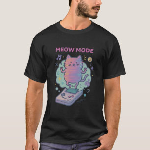 T-shirt Retro GameBoy Console Kawaii Cat Gamer "MEOW MODE"