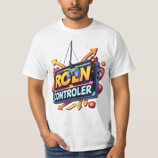 T-shirt Retro Gamer Controller Bold Gaming for Players (Devant)