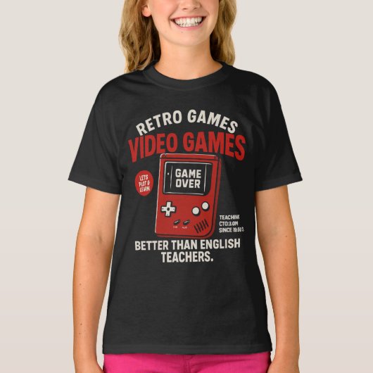 T-shirt Retro games video games teaching english since (Devant)