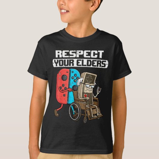 T-shirt Retro Gaming Funny Gamer Controller 80s Respect Yo (Devant)