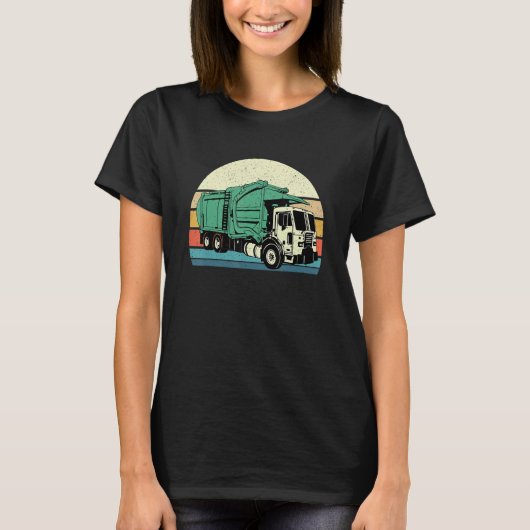 T-shirt Retro Garbage Truck Dump Collector Recyclage (Devant)