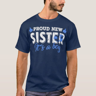T-shirt Retro Gender Reveal Proud New Sister It's A Boy 