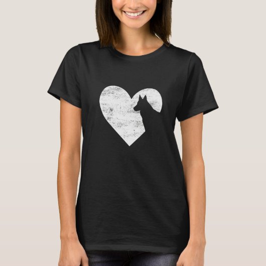 T-shirt Retro German Shepherd Dog Heart Valentine's Day Do (Devant)