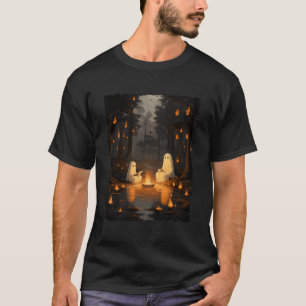 T-shirt Retro Ghost Lecture Livre Campfire Halloween Campi