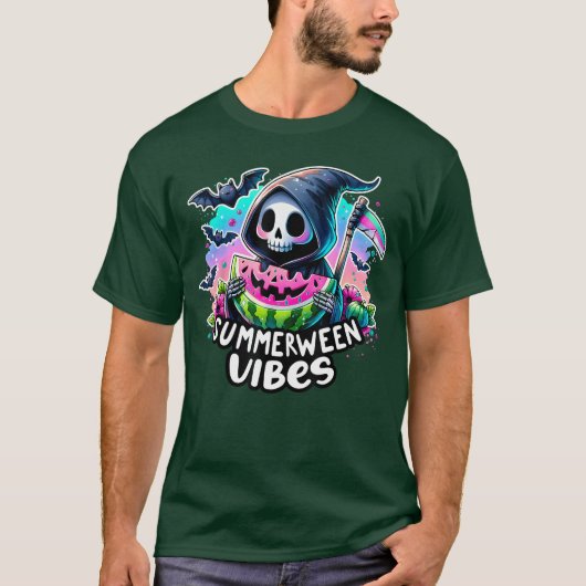 T-shirt Retro Ghost Summerween Vibe Watermelon Ghost Summe (Devant)