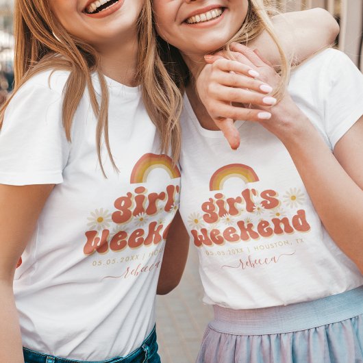 T-shirt Retro Girl's Weekend Nom du lieu Bachelorette