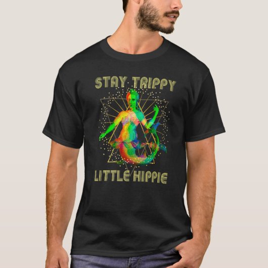 T-shirt Retro Glitchy Stay Trippie Hippie bizarre Mermaid  (Devant)