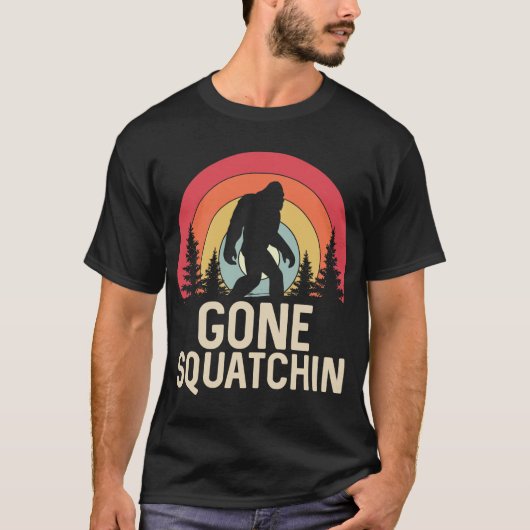T-shirt Retro Gone Squatchin Bigfoot Sasquatch (Devant)