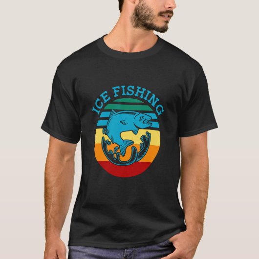 T-shirt Retro Graphic Pêche Rod Pêche Ice Fisher F (Devant)