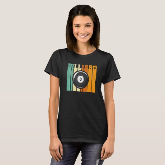T-shirt Retro Graphic Pool Billard Snooker Billard Cue 8 B (Devant entier)