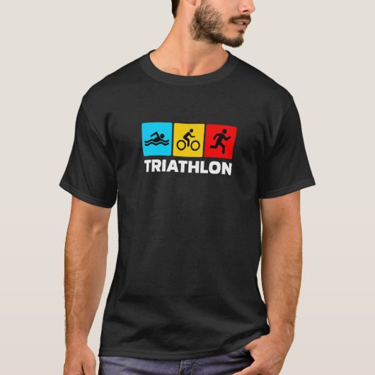 T-shirt Retro Graphic Run Bike Swim Triathlon S (Devant)
