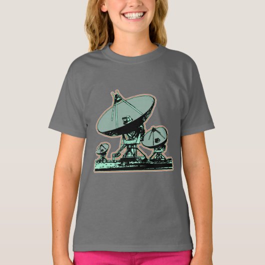 T-shirt Rétro graphique d'antenne parabolique (Devant)