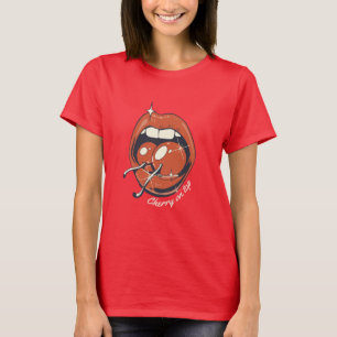 T-Shirt Rétro Graphique Lèvres Rouges Cerise