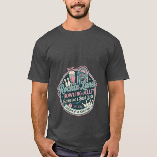 T-shirt Rétro Graphisme Vintage Bowling Badge Pastel des A