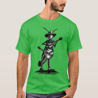 T-shirt Retro Grasshopper Playing Mandolin Guitar Musician