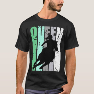 T-shirt Retro Green Cowgirl Queen Rodeo femmes Barrel Race