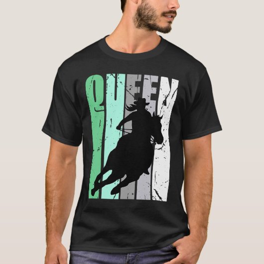 T-shirt Retro Green Cowgirl Queen Rodeo femmes Barrel Race (Devant)