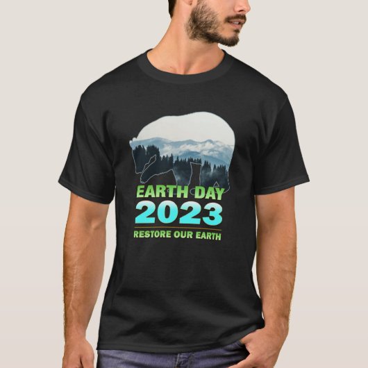 T-shirt Retro Green Eco Friendly Earth Day 2023 (Devant)