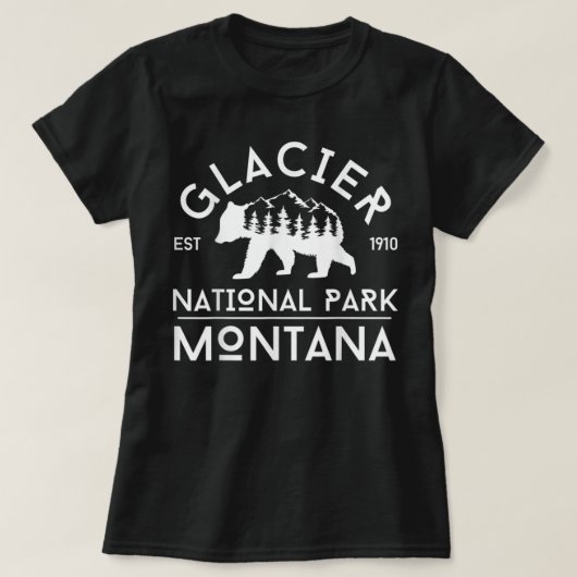 T-shirt Rétro Grizzly Bear Glacier National Park Souvenir (Design devant)