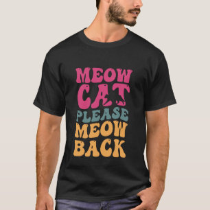 T-shirt Rétro Groovy Cool Chat Citation Drôle Miaou Chat S