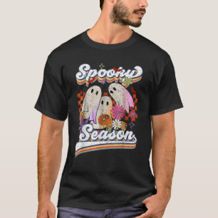 T-shirt Rétro Groovy Fantôme Saison Squelette Floral Citro