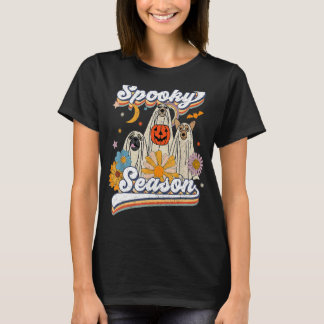 T-shirt Rétro Groovy Ghost Spooky Season Floral Pumkin Ha