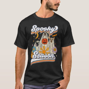 T-shirt Rétro Groovy Ghost Spooky Season Floral Pumkin Ha