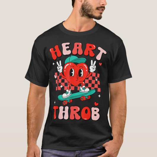 T-shirt Retro Groovy Heart Throb Valentines Day Toddlers B (Devant)