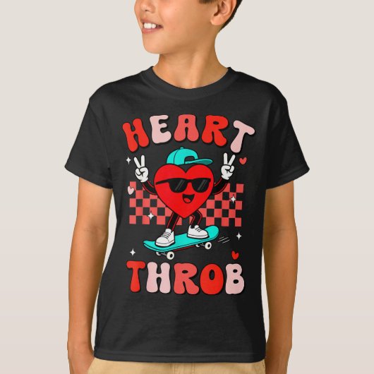 T-shirt Retro Groovy Heart Throb Valentines Day Toddlers B (Devant)